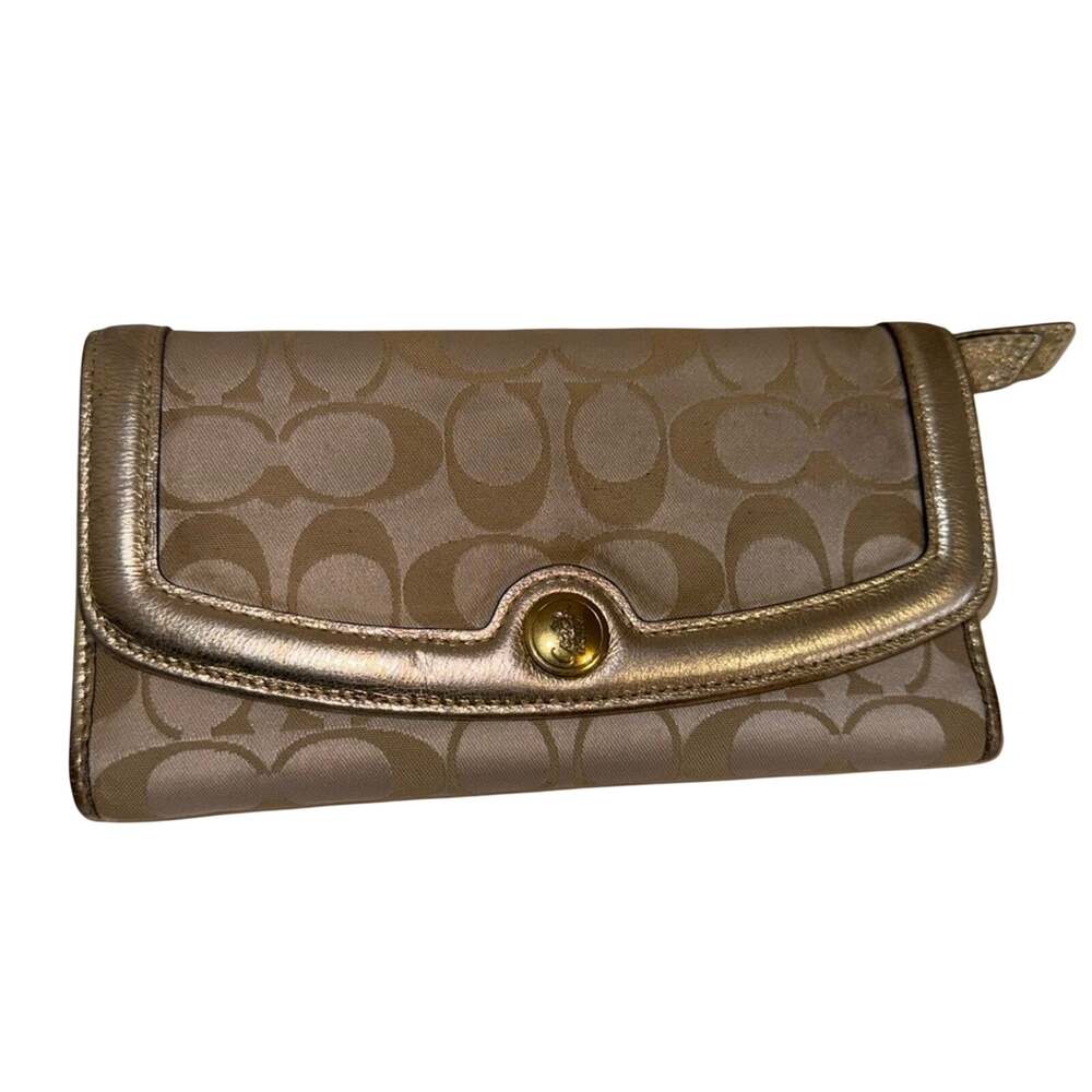 VINTAGE Y2K metallic gold signature c trifold wallet